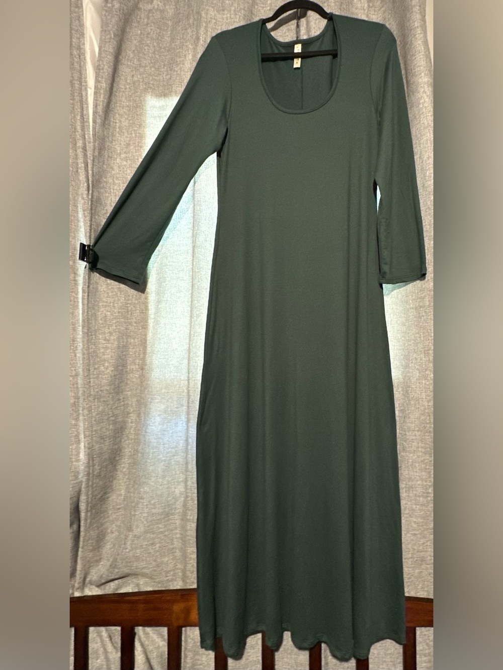 24seven Comfort Apparel Sage Green Long Sleeve Knit Scoop Neck Maxi Dress Sz XL